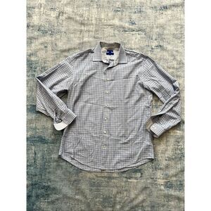 Egara Blue Gray Windowpane Plaid Modern Fit Dress Shirt 2XLT 18 - 18 1/2